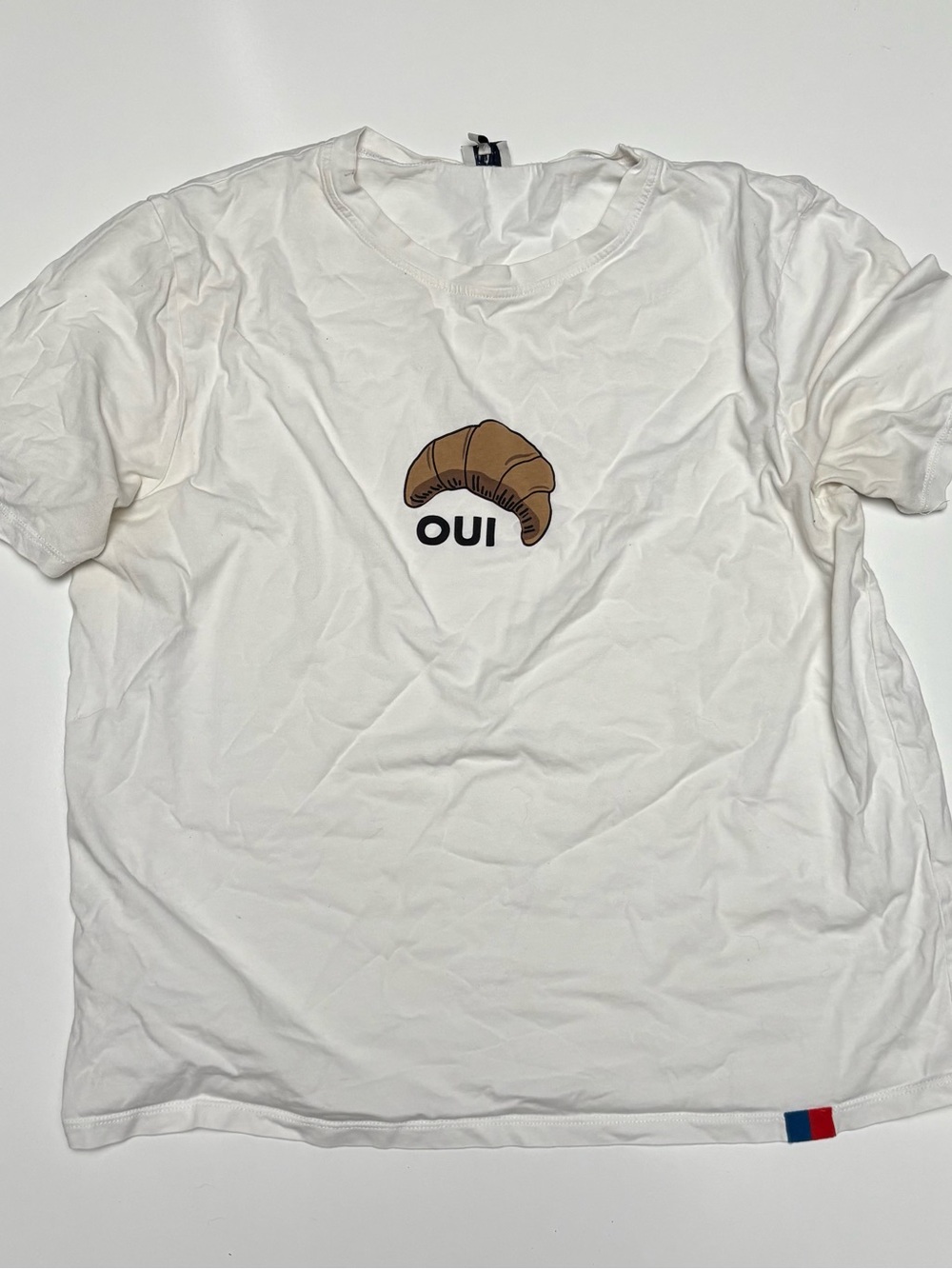 KULE "The Modern Oui" Croissant Graphic Organic Cotton Tee White